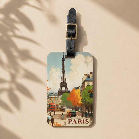 Retro reisposter van de Eiffeltoren in Parijs Bagagelabel