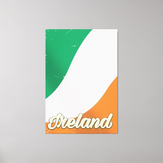 Retro reisposter van de Ierse nationale vlag Canvas Afdruk (Voorkant)