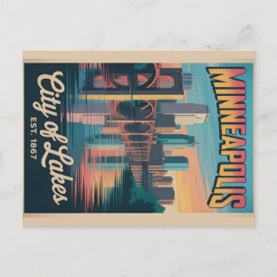 Retro Reisposter van Minneapolis Minnesota Feestdagenkaart