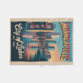 Retro Reisposter van Minneapolis Minnesota Fleece Deken (Voorkant (Horizontaal))