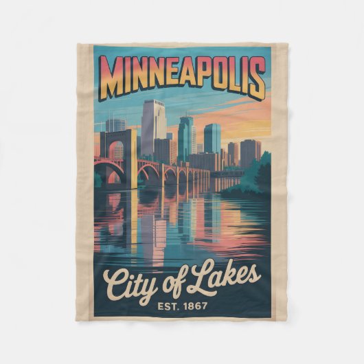 Retro Reisposter van Minneapolis Minnesota Fleece Deken (Voorkant)