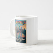 Retro Reisposter van Minneapolis Minnesota Koffiemok (Voorkant links)