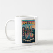 Retro Reisposter van Minneapolis Minnesota Koffiemok (Links)