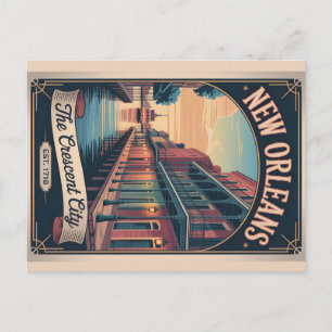 Retro Reisposter van New Orleans Louisiana  Feestdagenkaart