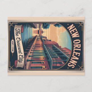 Retro Reisposter van New Orleans Louisiana Feestdagenkaart