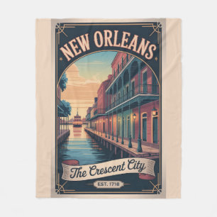Retro Reisposter van New Orleans Louisiana Fleece Deken