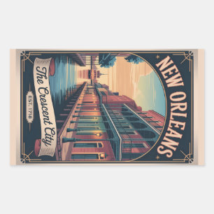 Retro Reisposter van New Orleans Louisiana Rechthoekige Sticker