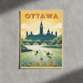 Retro reisposter van Ottawa Canada Briefkaart