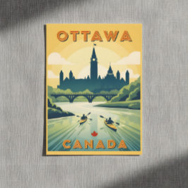Retro reisposter van Ottawa Canada Briefkaart