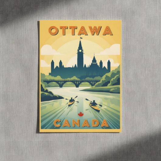 Retro reisposter van Ottawa Canada Briefkaart