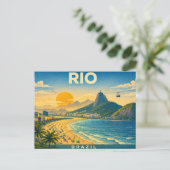 Retro Reisposter van Rio de Janeiro Briefkaart (Staand voorkant)