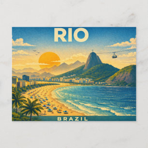 Retro Reisposter van Rio de Janeiro Briefkaart