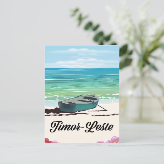 Retro-reisposter van Timor-Leste. Briefkaart (Staand voorkant)