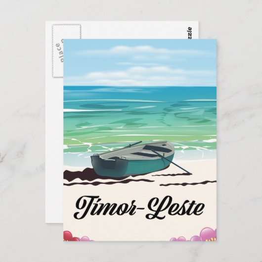 Retro-reisposter van Timor-Leste. Briefkaart (Voorkant / Achterkant)