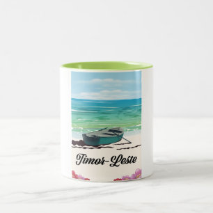 Retro-reisposter van Timor-Leste. Tweekleurige Koffiemok