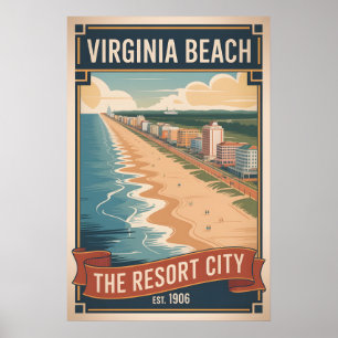 Retro Reisposter van Virginia Beach Poster