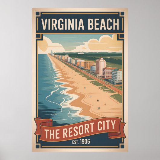 Retro Reisposter van Virginia Beach Poster (Voorkant)