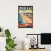 Retro Reisposter van Virginia Beach Poster (Thuiskantoor)