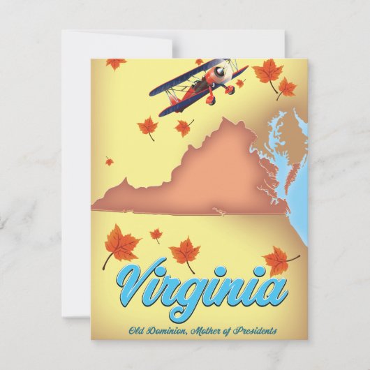 Retro reisposterkaart van Virginia State (Voorkant)