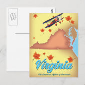 Retro reisposterkaart van Virginia State Briefkaart (Voorkant / Achterkant)