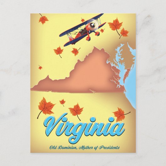 Retro reisposterkaart van Virginia State Briefkaart (Voorkant)
