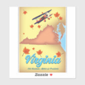 Retro reisposterkaart van Virginia State Sticker (Vel)