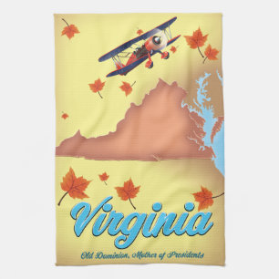 Retro reisposterkaart van Virginia State Theedoek