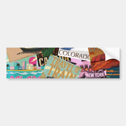 Retro Reisposters Bumpersticker (Voorkant)