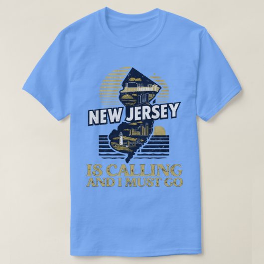  retro reisslogan New Jersey roept T-shirt (Design voorkant)