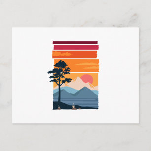 Retro Reisverlangen Zonsondergang Berg Natuur Scho Briefkaart