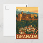 Retro Reizen 2025 – Granada, Spanje Briefkaart (Voorkant / Achterkant)