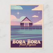 Retro Reizen 80s Neon Bora Bora Frans Polynesië Briefkaart (Voorkant)