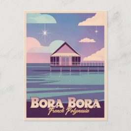 Retro Reizen 80s Neon Bora Bora Frans Polynesië Briefkaart
