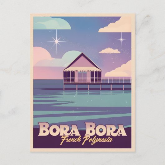 Retro Reizen 80s Neon Bora Bora Frans Polynesië Briefkaart (Voorkant)