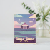 Retro Reizen 80s Neon Bora Bora Frans Polynesië Briefkaart (Staand voorkant)