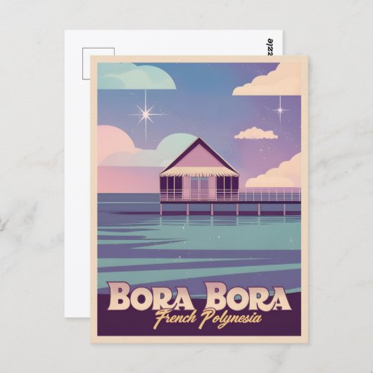 Retro Reizen 80s Neon Bora Bora Frans Polynesië Briefkaart (Voorkant / Achterkant)