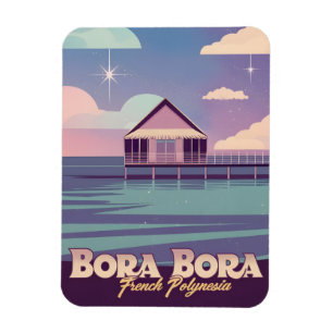 Retro Reizen 80s Neon Bora Bora Frans Polynesië Magneet