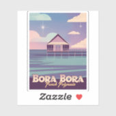Retro Reizen 80s Neon Bora Bora Frans Polynesië Sticker (Vel)