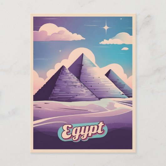 Retro Reizen 80s Synthwave Oude Egypte Piramide Briefkaart (Voorkant)