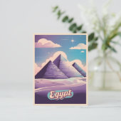 Retro Reizen 80s Synthwave Oude Egypte Piramide Briefkaart (Staand voorkant)