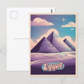 Retro Reizen 80s Synthwave Oude Egypte Piramide Briefkaart (Voorkant / Achterkant)