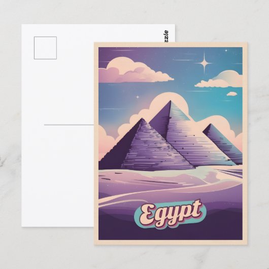 Retro Reizen 80s Synthwave Oude Egypte Piramide Briefkaart (Voorkant / Achterkant)