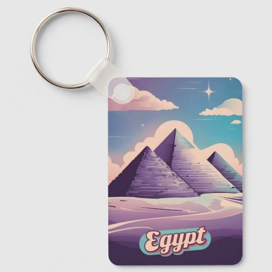 Retro Reizen 80s Synthwave Oude Egypte Piramide Sleutelhanger (Voorkant)