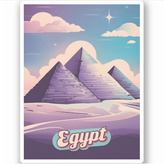 Retro Reizen 80s Synthwave Oude Egypte Piramide Sticker (Voorkant)