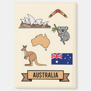 Retro Reizen Australië Iconische Nationale Symbole Magneet
