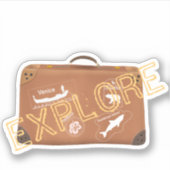 Retro Reizen Bagage Koffer Ontdek Labels (Voorkant)