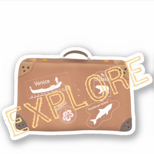 Retro Reizen Bagage  Koffer Ontdek Labels (Voorkant)