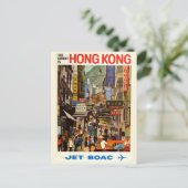 retro reizen briefkaart Hong Kong Azië (Staand voorkant)