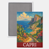 Retro Reizen Capri Italië landschap Magneet (Voorkant / Achterkant)