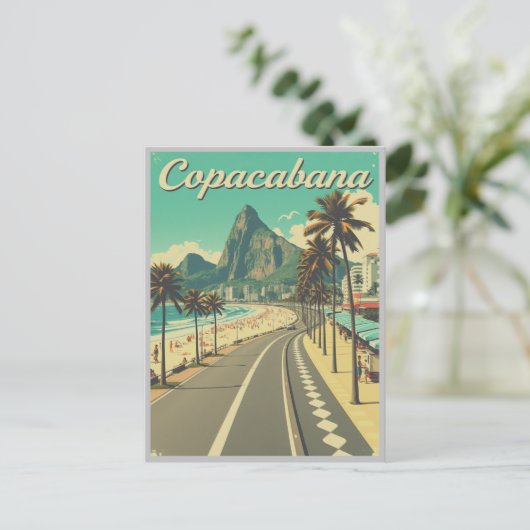  Retro Reizen - Copacabana Beach Briefkaart (Staand voorkant)
